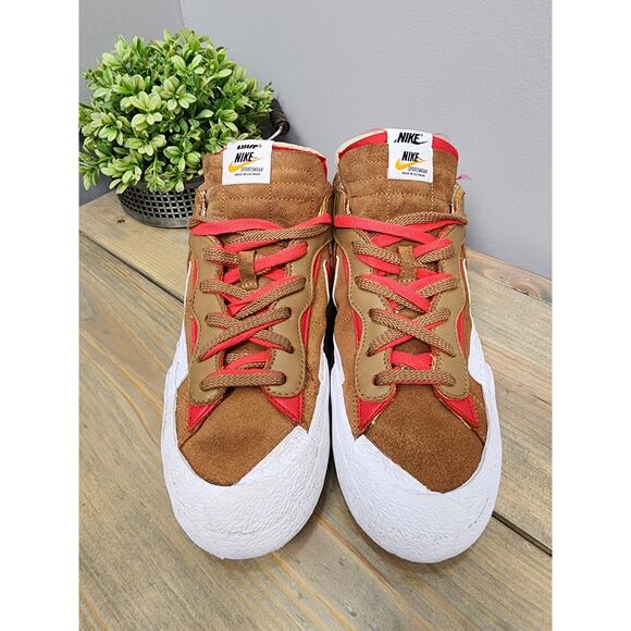 Nike Men\'s Blazer LOW / SACAI British Tan Patent Leather Shoes DD1877-200 10.5 main image 5